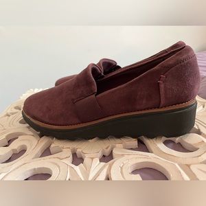 Clark’s purple suede shoes